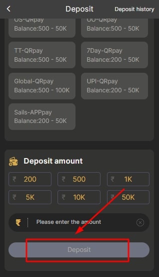 Confirm deposit